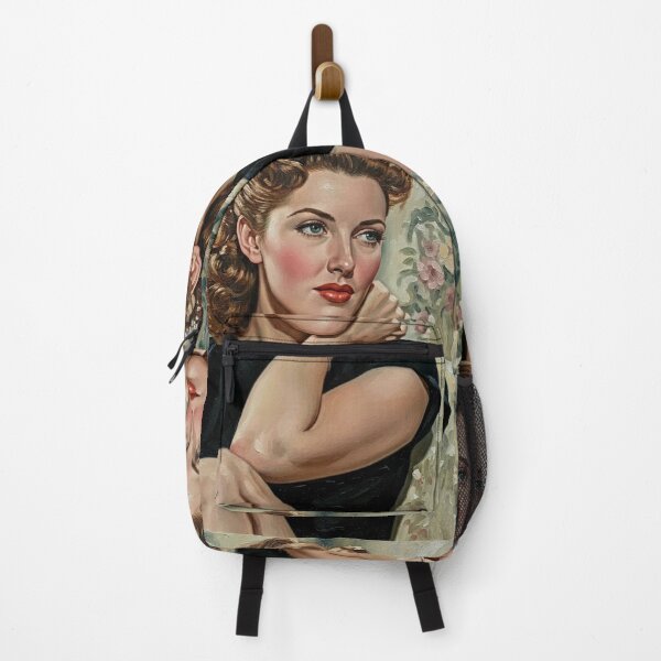 Item preview, The Gilda Glow: Rita Hayworth Vintage Floral Impasto Portrait designed and sold by Art's Diner.