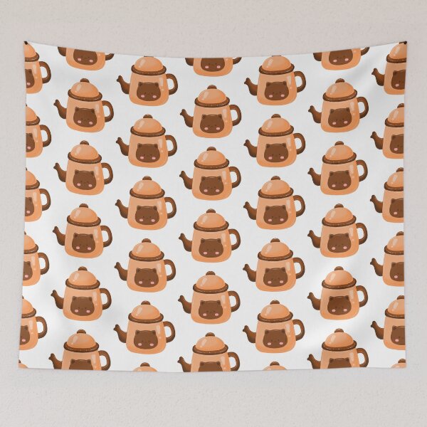 Item preview, coffee beans, bread, croissant, kettle, grinder, dessert, and café items in warm brown tones on a white background designed and sold by LSKY Art.