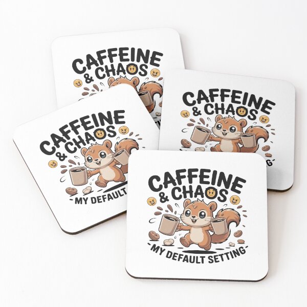 Item preview, Caffeine & Chaos – My Default Setting ?️ – Frantic Squirrel Kawaii Tee & Mug designed and sold by Ashley critters.
