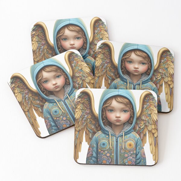 Item preview, Angel youngster with wings wearing a hoodie designed and sold by Colin Bentham.