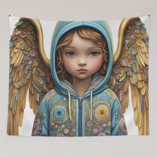 Item preview, Angel youngster with wings wearing a hoodie designed and sold by Colin Bentham.