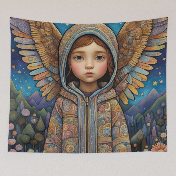 Item preview, Angel youngster with wings wearing a hoodie designed and sold by Colin Bentham.