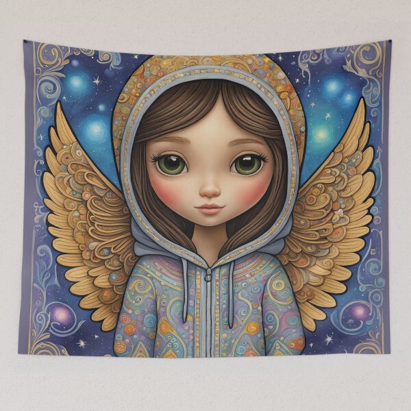 Item preview, Angel youngster with wings wearing a hoodie designed and sold by Colin Bentham.