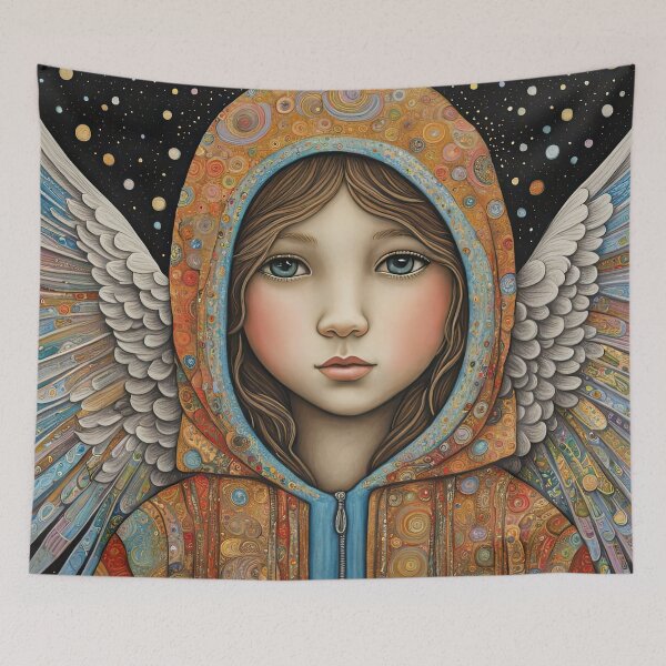 Item preview, Angel youngster with wings wearing a hoodie designed and sold by Colin Bentham.
