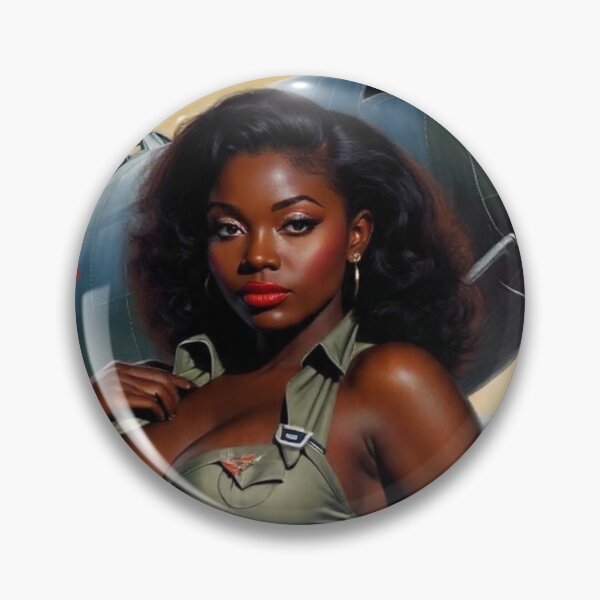 Item preview, Vintage 1940s Army Cadet Pin-Up – African American Aviator Glamour | Retro WWII Aviation Art designed and sold by MissSaylor.