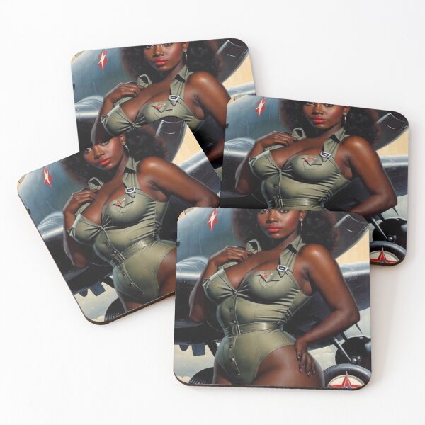 Item preview, Vintage 1940s Army Cadet Pin-Up – African American Aviator Glamour | Retro WWII Aviation Art designed and sold by MissSaylor.