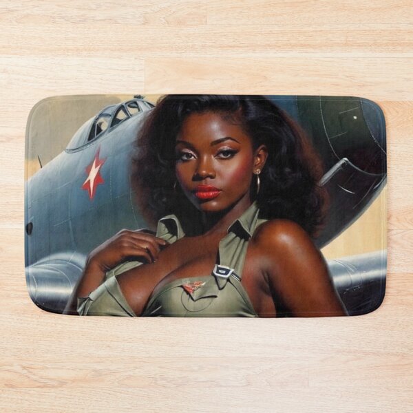 Item preview, Vintage 1940s Army Cadet Pin-Up – African American Aviator Glamour | Retro WWII Aviation Art designed and sold by MissSaylor.