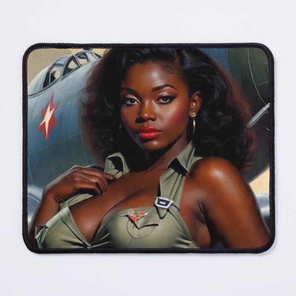Item preview, Vintage 1940s Army Cadet Pin-Up – African American Aviator Glamour | Retro WWII Aviation Art designed and sold by MissSaylor.