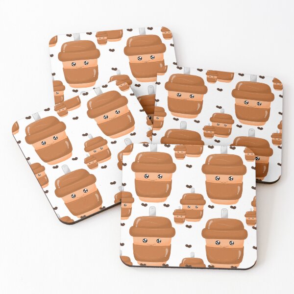 Item preview, A collection of cute cartoon coffee-themed illustrations featuring a bear character with a cup, coffee beans, bread designed and sold by LSKY Art.