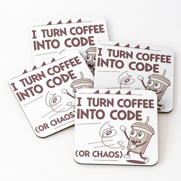 Item preview, I Turn Coffee Into Code Or Chaos Funny Mascot designed and sold by Zenith Design.