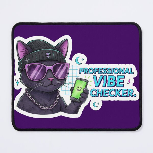 Item preview, Professional Vibe Checker Cat Sticker - Goth Gamer Aesthetic & Neon Vaporwave designed and sold by Ishqkidua.