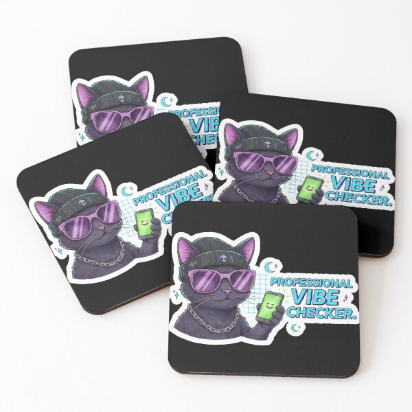 Item preview, Professional Vibe Checker Cat Sticker - Goth Gamer Aesthetic & Neon Vaporwave designed and sold by Ishqkidua.