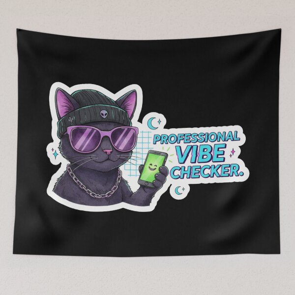 Item preview, Professional Vibe Checker Cat Sticker - Goth Gamer Aesthetic & Neon Vaporwave designed and sold by Ishqkidua.