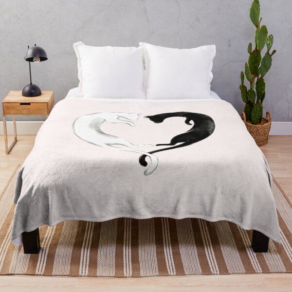 Item preview, Yin Yang Cats Heart - Minimalist Feline Balance & Love designed and sold by SylwiaPrint.