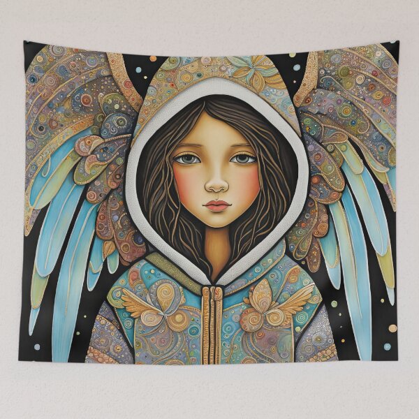 Item preview, Angel youngster with wings wearing a hoodie designed and sold by Colin Bentham.