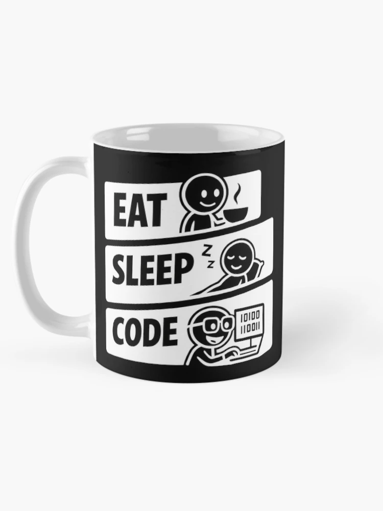 Thumbnail 5 of 6, Coffee Mug, Eat Sleep Code Programmer Daily Routine Tech Humor designed and sold by Zenith Design.