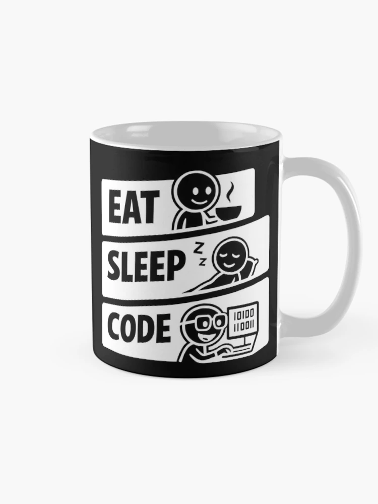Thumbnail 3 of 6, Coffee Mug, Eat Sleep Code Programmer Daily Routine Tech Humor designed and sold by Zenith Design.