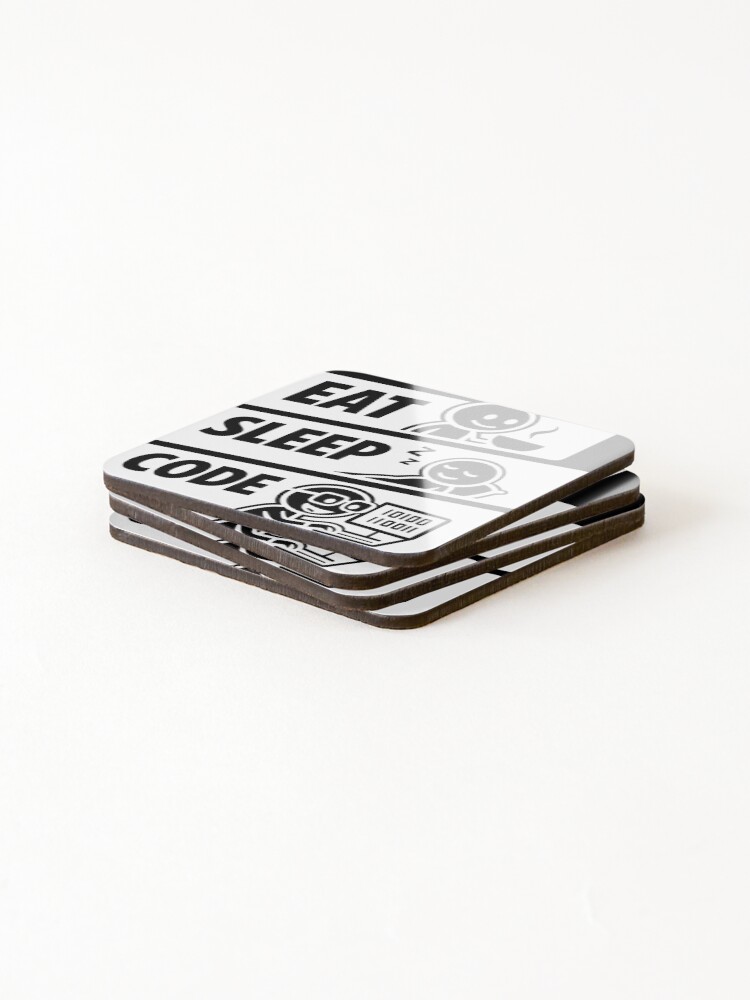 Thumbnail 4 of 5, Coasters (Set of 4), Eat Sleep Code Programmer Daily Routine Tech Humor designed and sold by novaprints357.