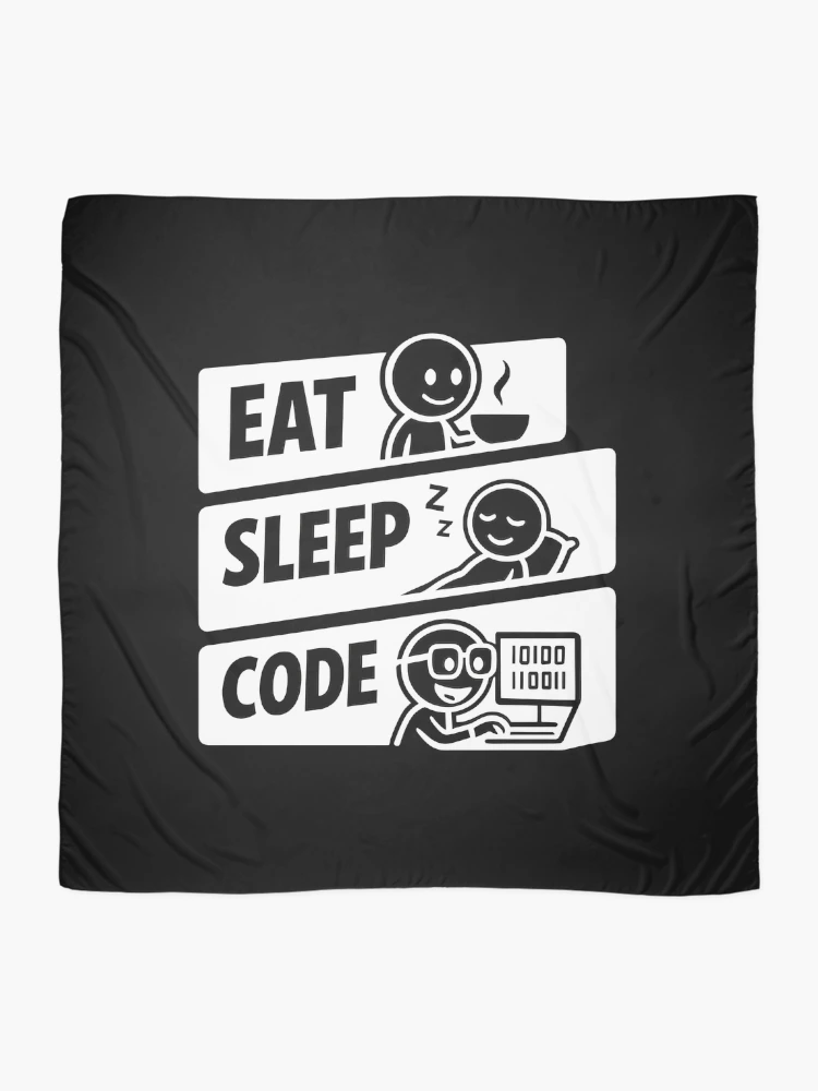 Thumbnail 2 of 3, Scarf, Eat Sleep Code Programmer Daily Routine Tech Humor designed and sold by Zenith Design.