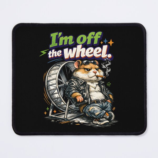 Item preview, I'm Off the Wheel Hamster - Funny Anti Hustle Culture & Retirement Gift - Tough Hamster in Leather Jacket - Sarcastic Corporate Burnout & Work Life Balance Art designed and sold by Vivaan Studio.