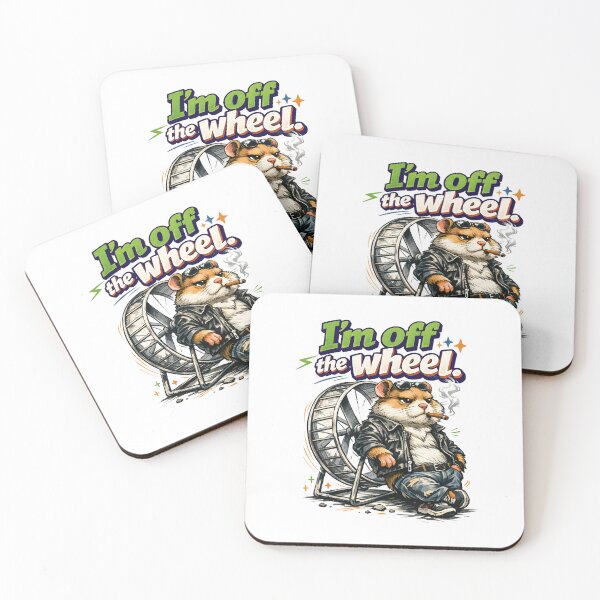 Item preview, I'm Off the Wheel Hamster - Funny Anti Hustle Culture & Retirement Gift - Tough Hamster in Leather Jacket - Sarcastic Corporate Burnout & Work Life Balance Art designed and sold by Vivaan Studio.