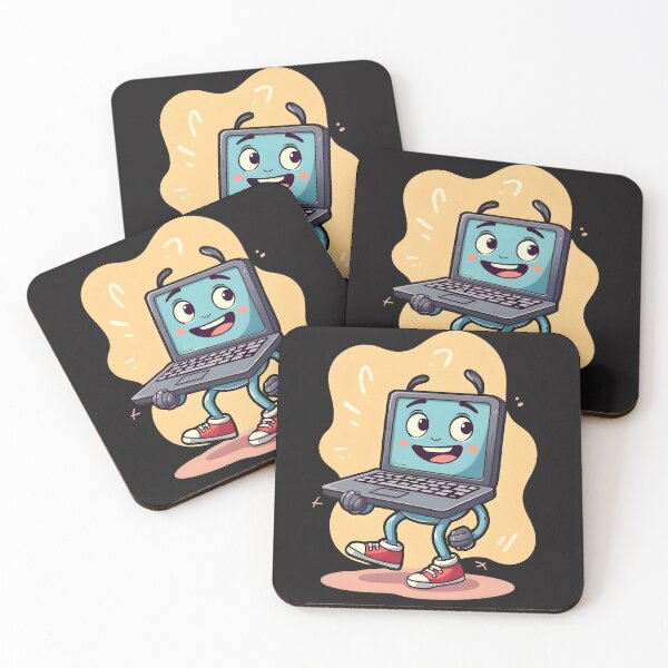 Item preview, Cute Happy Laptop Character Retro Cartoon Sneakers Design designed and sold by Zenith Design.