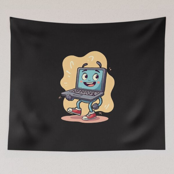 Item preview, Cute Happy Laptop Character Retro Cartoon Sneakers Design designed and sold by Zenith Design.