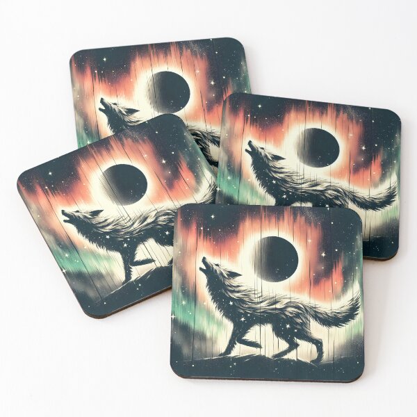 Item preview, Wood Texture Northern Lights Wolf, Ai Generated Art   designed and sold by ACC .