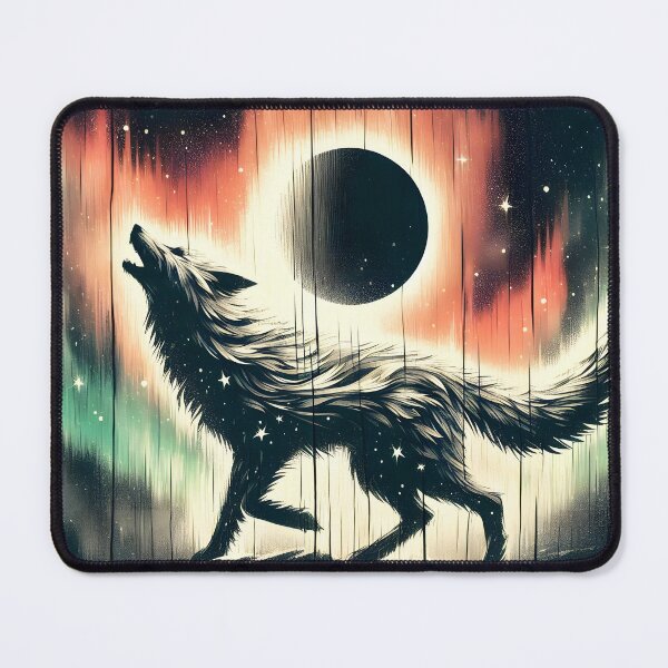 Item preview, Wood Texture Northern Lights Wolf, Ai Generated Art designed and sold by ACC .