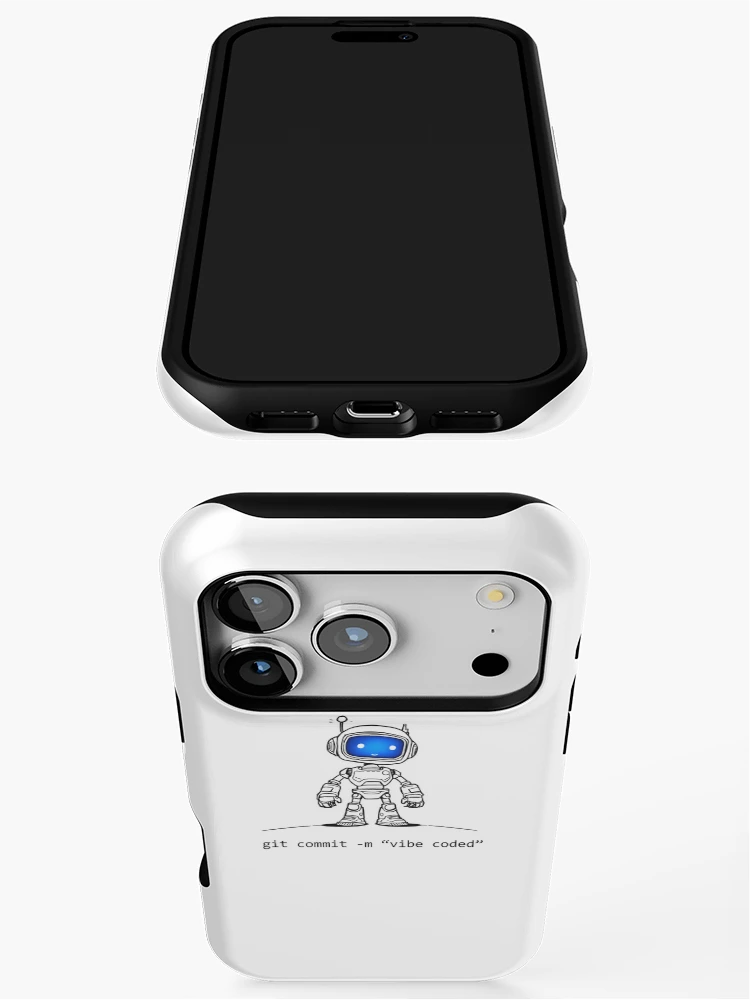 Thumbnail 3 of 4, iPhone Case, git commit -m "vibe coded" – Cute Programmer Robot designed and sold by syncware.
