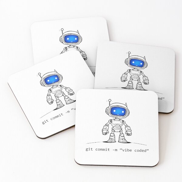 Item preview, git commit -m "vibe coded" – Cute Programmer Robot designed and sold by syncware.