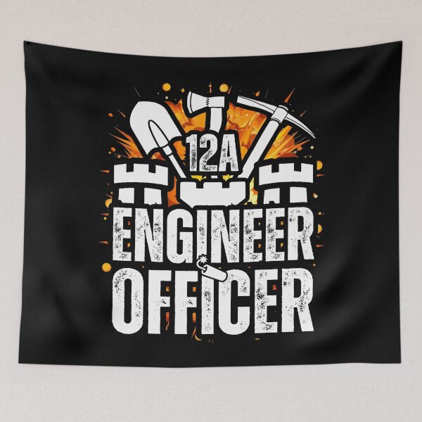 Item preview, 12A Engineer Officer Castle Top – Explosive Army MOS Design with Tools for Soldiers, Veterans & Military Leaders White Distressed Font designed and sold by GFamilyC.