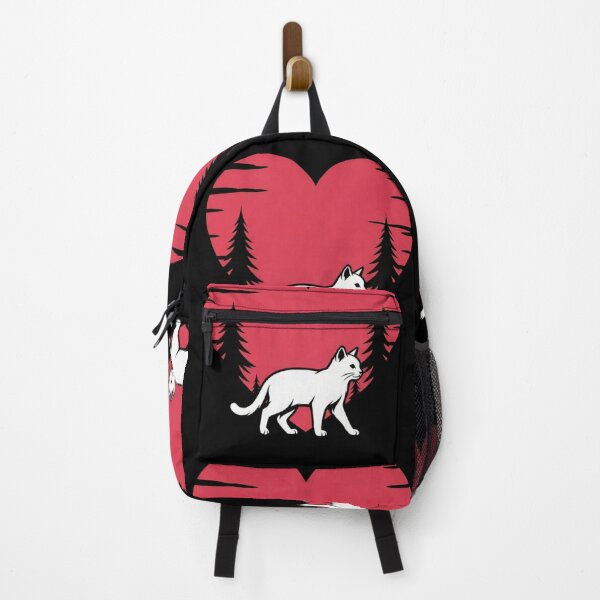 Item preview, Cat white Animal with red background and pine designed and sold by MagicMaker1984.