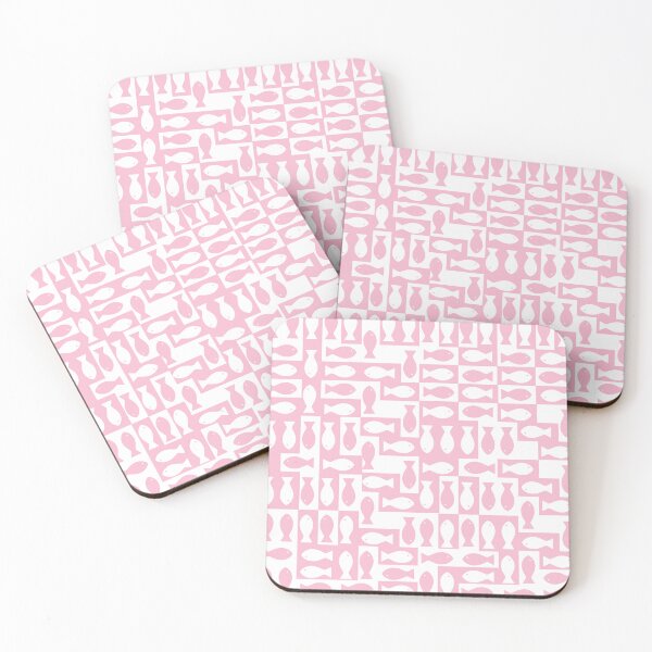 Item preview, Soft Pink Fish Pattern – Minimalist Coastal Geometric Design in Pastel Pink designed and sold by The High Hippo.