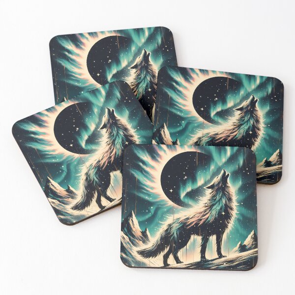 Item preview, Wood Texture Northern Lights Wolf, Ai Generated Art   designed and sold by ACC .