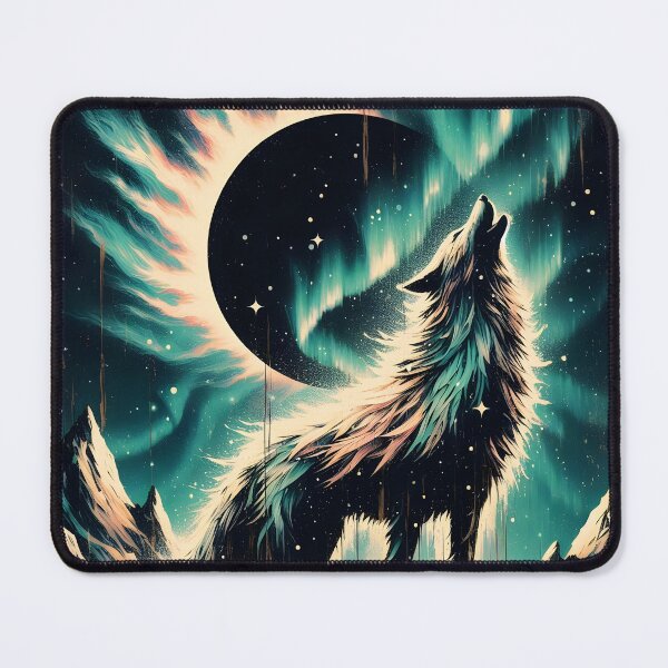 Item preview, Wood Texture Northern Lights Wolf, Ai Generated Art designed and sold by ACC .