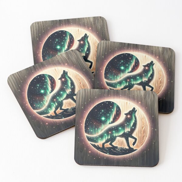 Item preview, Textura de madera de la aurora boreal, lobo, arte generado por IA designed and sold by ACC .