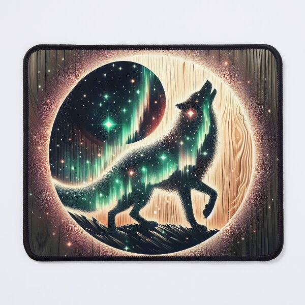 Item preview, Wood Texture Northern Lights Wolf, Ai Generated Art   designed and sold by ACC .