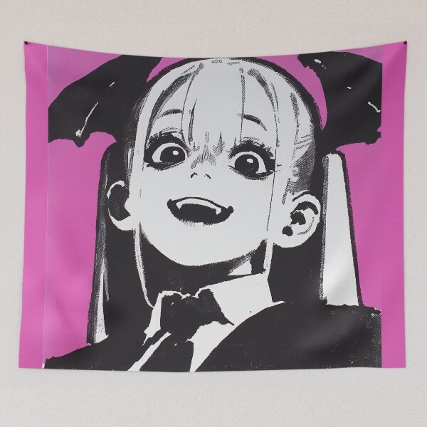 Item preview, Monochrome Manga Demon Girl Grin designed and sold by bubblegoth.