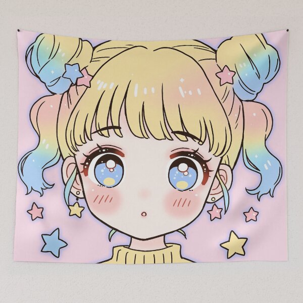 Item preview, Pastel Kawaii Star Girl Portrait designed and sold by bubblegoth.