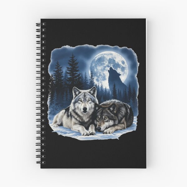 Item preview, Two Wolves Howling at Full Moon Night Forest Scene designed and sold by TeeARTHY.