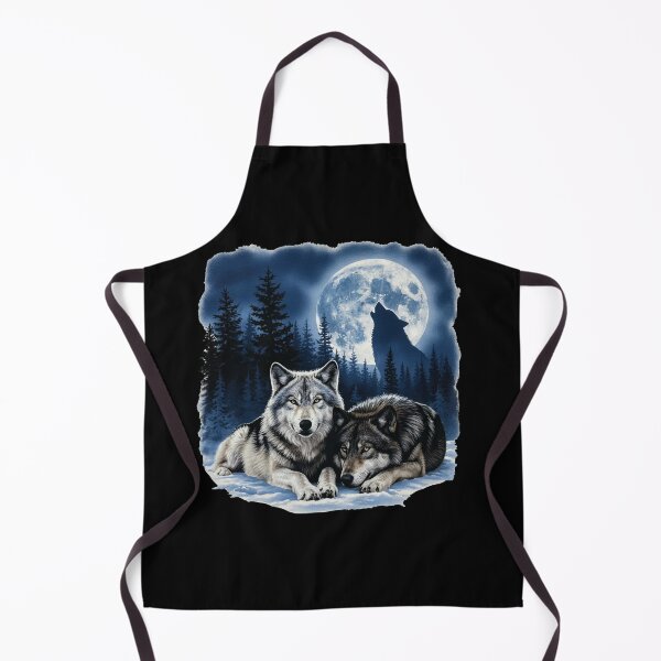Item preview, Two Wolves Howling at Full Moon Night Forest Scene designed and sold by TeeARTHY.