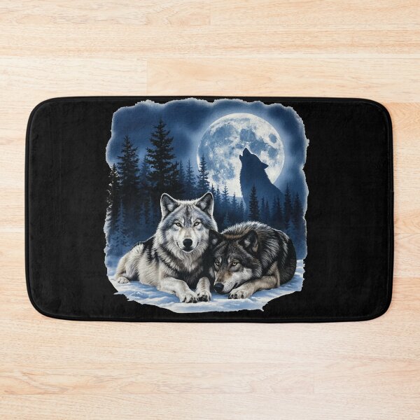 Item preview, Two Wolves Howling at Full Moon Night Forest Scene designed and sold by TeeARTHY.