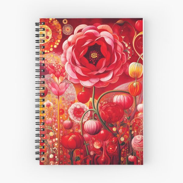 Item preview, Symbolist Florals – Klimt-Inspired Reddish Garden designed and sold by EmeraldeaArt.