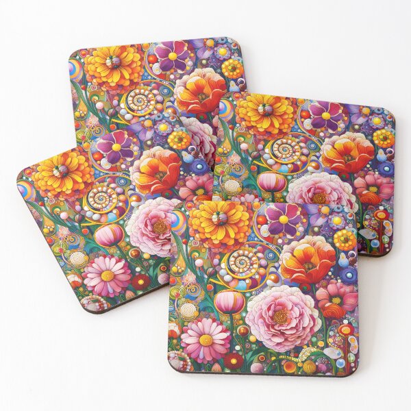 Item preview, Art Nouveau Florals – Klimt-Inspired Colorful Garden designed and sold by EmeraldeaArt.