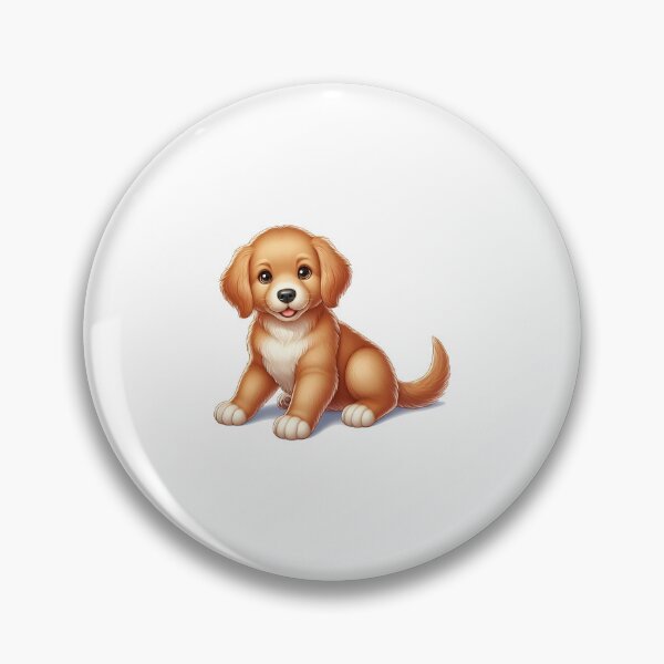 Item preview, Adorable golden puppy with soft fur, sitting happily, showcasing big, expressive eyes. designed and sold by cave-canvas.