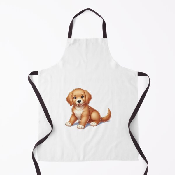 Item preview, Adorable golden puppy with soft fur, sitting happily, showcasing big, expressive eyes. designed and sold by cave-canvas.