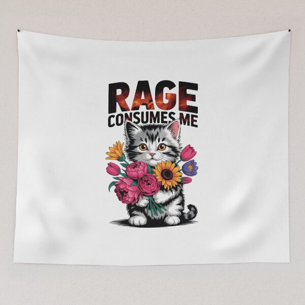 Item preview, Cute Cat Rage Consumes Me – Funny Cat Meme – Cute Kitty Flower Essential designed and sold by SEBANOX.