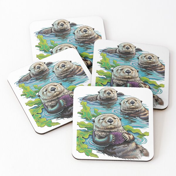 Item preview, Group of Sea Otters Floating in Kelp Forest designed and sold by TeeARTHY.