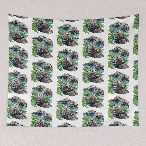 Item preview, Group of Sea Otters Floating in Kelp Forest designed and sold by TeeARTHY.